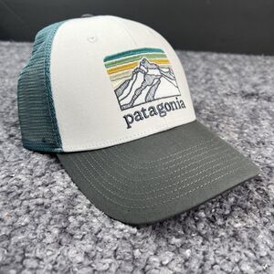 Patagonia Line Logo Ridge LoPro Trucker Hat- Snap-back Mesh- White- Rare- NWOT